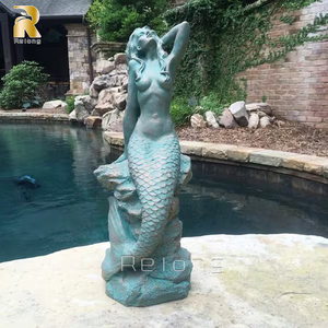 Escultura de Sirena de Bronce Fundido Personalizada RELONG, Tamaño Real para Decoración de Jardín Exterior - Product Image 2