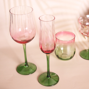 Collezione di Calici da Vino in Cristallo Fatti <span class=keywords><strong>a</strong></span> Mano Stile Europeo con Tulipani Rosa e Verdi Design Creativo della Fabbrica di Vetreria di Shanxi Nuovi Arrivi - Product Image 6