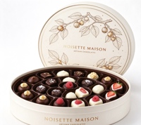 Boîte Cadeau Ronde de Luxe Personnalisée pour Chocolats, Plateau Divisé de Qualité Alimentaire, Boîte en Papier pour Chocolats Artisanaux, Emballage en Gros pour Cadeaux Sucrés