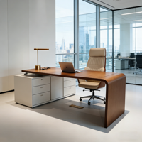 Escritorio Ejecutivo/de Director de Alta Calidad y Lujo, Mesa para Computadora, Estación de Trabajo Ejecutiva Refinada y Minimalista