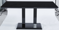 Table de restaurant 6 places en céramique gris foncé en bois MDF rectangulaire au design moderne
