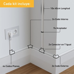 Gouttière adhésive pour câbles - Chlorure de polyvinyle 10x20mm (pouces) X 10mm (alt.) X 40 cm (4 m) - Pour l'organisation - Product Image 3