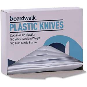 Cuchillos Desechables de Poliestireno de Peso Medio Boardwalk BWK KNIFEMWPS, Blancos (100/Caja) - Product Image 1