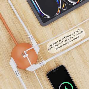 ปลั๊กพ่วงทรงกลมมาตรฐาน EU ขายส่ง พร้อมช่องเสียบหลายช่องและพอร์ต USB-C ชาร์จเร็ว 25W PD (ขายส่งจากโรงงาน) - Product Image 6