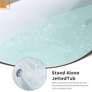 アクリル製自立式ジェットバス、内蔵滝シャワーヘッドレスト付き、屋内浴室用ジェットソーキングバスタブ - Product Image 5
