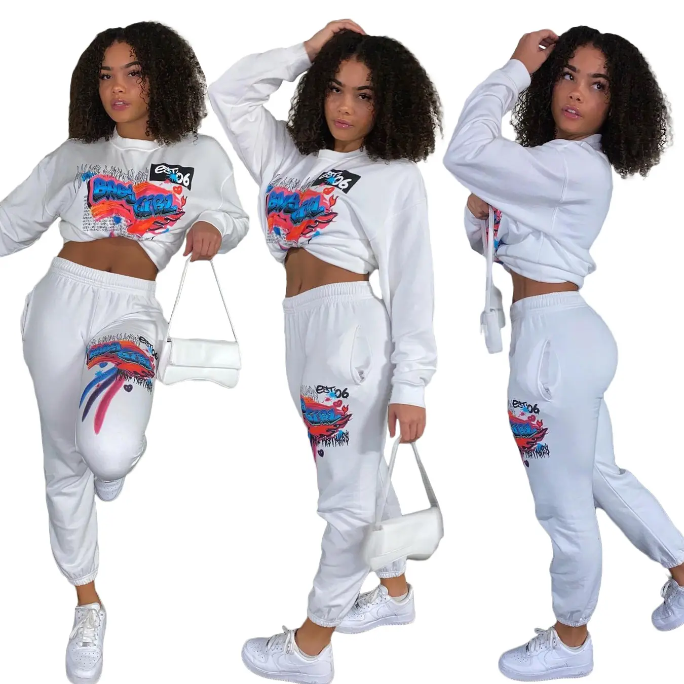 MSL8296-New Style Hot Sale Casual Fashion Printed Letters Loose Womens Clothing Two Piece Pants Set Women