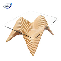 Table basse contemporaine en bois avec plateau en bois, base en bois, design paramétrique moderne, mobilier de salon, écologique et durable