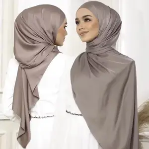 Soft Silk Satin Solid Color Women's Scarf Wrap Headscarf Shawl Long Scarf Satin Silk Hijab