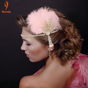 Serre-tête Art Déco des <span class=keywords><strong>années</strong></span> 20 avec plumes, style Charleston, pour femme, inspiré du Grand Gatsby - Product Image 2