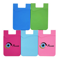 Dompet Kartu Telepon Grosir Custom Logo Kantong Ganda Perekat 3M Silikon Pelindung Kartu Kredit RFID Blocking Tanpa Penutup