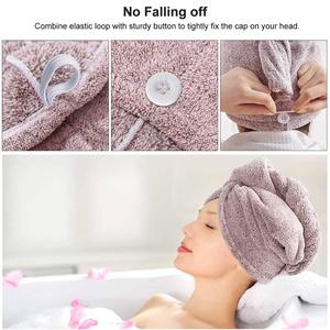 Bán Buôn Tóc Khăn Sợi Nhỏ Bọc Với Nút Siêu Thấm Nhanh Chóng Làm Khô Khăn Cho Tất Cả Các Loại Tóc - Product Image 6