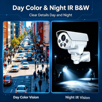 Caméra bullet IP PTZ Dakang 5MP POE avec zoom 10X, 4 LED en rangée, vision nocturne 60M, capteur CMOS, étanche IP66, H.265