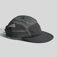 Personnalisé 5 Panneau Mesh Non Structuré Sport Trail Runner Casquette De Camp À Séchage Rapide Vert Olive Léger Nylon Plat Bill Camping Chapeaux