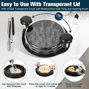 เครื่องหั่นไก่โปร10.8 "ฝาใสพร้อมที่หนีบอาหาร9" ที่ปาดอกไก่และแปรงเครื่องมือหั่นบิดสำหรับเนื้อ<span class=keywords><strong>หมู</strong></span>เนื้อปราศจากสาร BPA - Product Image 3
