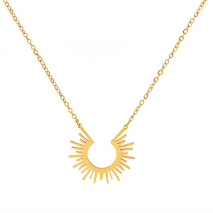 Collar de Sol Ecológico de Acero Inoxidable con Baño de Oro PVD de 18K, Diseño de Sol Celestial y Amanecer, a la Moda y sin Deslustre, para Mujer - Product Image 3