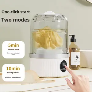 เครื่องซักผ้าพลาสติกแบบพกพาขนาดเล็ก ใช้พลังงานจากมินิยูเอสบี สำหรับซักชุดชั้นในและถุงเท้า แบบกึ่งอัตโนมัติ ใช้ในครัวเรือน ซักและอบผ้าในเครื่องเดียว - Product Image 3