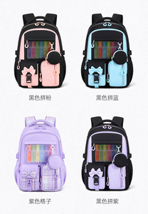 Fashion Waterproof Polyester 3-in-1 School <b>Backpack</b> Set 3-Piece Printed Lunch Box Pencil Case for Middle Students Girls - Product Image 2