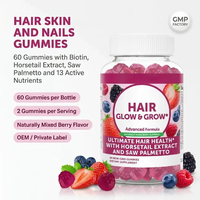 Gummies de biotine en marque blanche OEM, 60 unités, saveur extrait de queue de cheval et baie de palmier nain, pour la santé des cheveux, de la peau et des ongles