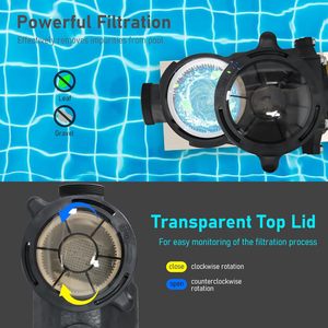 Pompa per Piscina a Velocità Variabile 2.0HP, per Piscine Interrate/Fuori Terra, 230V, Forte Aspirazione, Efficiente dal Punto di Vista Energetico per la Filtrazione dell'Acqua - Product Image 4