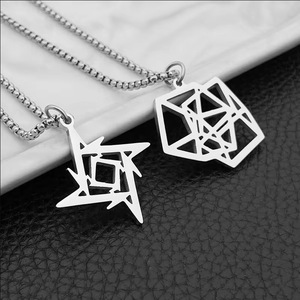 Moda Simples Cool <span class=keywords><strong>Rock</strong></span> Hip Hop Unisex Geométrica Irregular De Aço Inoxidável Colar De Pingente De Metal Para Homens E Mulheres - Product Image 4