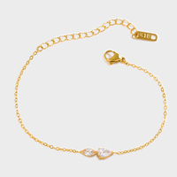 Bracelets empilables pour femmes en acier inoxydable plaqué or 18 carats avec zircone cubique, formes poire, marquise et ronde, bijoux délicats superposés