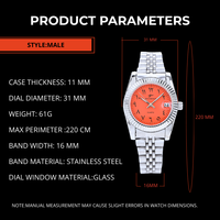 Montre sport simple en acier inoxydable à quartz arabe pour femme, montre-bracelet analogique décontractée à la mode avec calendrier et aiguilles lumineuses
