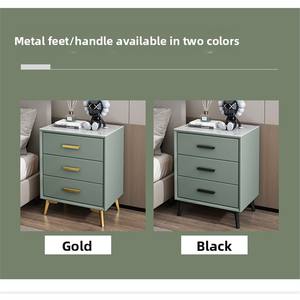 Moderno 50cm madera maciza tres mesitas de noche Guolu Simple dormitorio luz lujo roca losa cajón sala de estar muebles para el hogar - Product Image 3