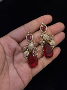 ต่างหูห้อยหิน monalisa ต่างหูเงินน้ำหนักเบาป้องกันการ SWat เครื่องประดับอินเดียแบบดั้งเดิมขายส่งเครื่องประดับ - Product Image 4