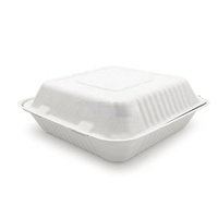 100% Fibras de bagazo de caña de azúcar Concha compostable para el hogar Contenedores de alimentos 9X9 Contenedores de 1 compartimento para llevar