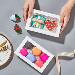 Long Cookie Boxes with <b>Clear</b> Window Small White Cookie Boxes Bakery Treat Boxes for Dessert, Donuts, Pie, Candy, Macaroo - Product Image 1