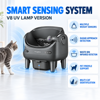 Bac à litière automatique pour chat V8 à ouverture supérieure avec lumière UV externe de désinfection, contrôle à distance par application et remplacement de litière en une seule touche