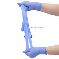 Gants jetables en nitrile pur texturés pour les doigts, 9 pouces, 4 mil, poignet renforcé, sans silicone, sans poudre, résistants aux perforations