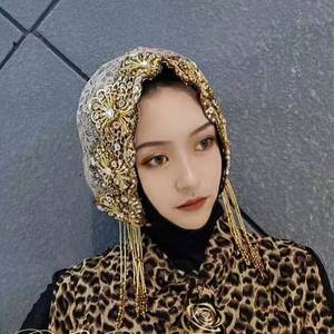 YASEEN Elegant Ethnic Muslim Lace Glitter Flower Headscarf Headwrap Ladies Fashion Women's <b>Hat</b> - Product Image 1
