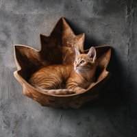 Nouvelle Arrivée Personnalisée : Lit pour Chat Mural en Forme de Feuille, Design Tendance en Bois Chaleureux, Nid pour Animaux de Compagnie Toutes Saisons pour Petits Animaux d'Intérieur