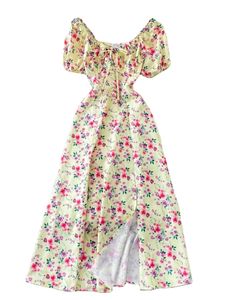 205 verano Sexy <span class=keywords><strong>Split</strong></span> vestido de mujer <span class=keywords><strong>fragmentado</strong></span> flor burbuja manga encaje - Product Image 2