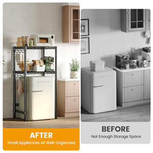 ชั้นวางของโลหะสำหรับตู้เย็นขนาดเล็ก ชั้นวางตู้เย็นและไมโครเวฟ ปรับความสูงได้ เหมาะสำหรับหอพัก ห้องครัว - Product Image 6