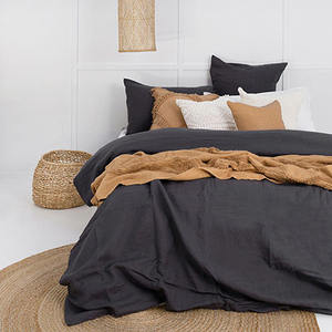 Juego de Ropa de Cama de Lino Gris Carbón al por Mayor para Hoteles, Funda de Edredón 100% Algodón, Juego de Ropa de Cama Confortable - Product Image 1