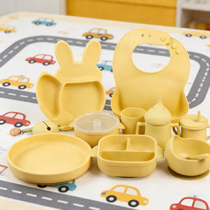 Juego de alimentación de silicona sin BPA personalizado al por mayor, fácil de limpiar, babero, plato, tazón, vajilla para bebés, accesorios para bebés - Product Image 2