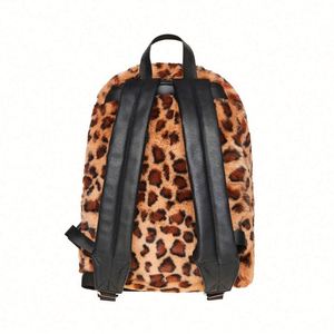 Custom Fluffy <b>Backpack</b> for Students Schoolbag <b>Brown</b> Leopard Animal Print Faux Fur <b>Backpacks</b> - Product Image 2