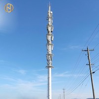 Tiang Antena Komunikasi Baja Galvanis 4g/5g 30m 40m 50m 60m yang Dapat Disesuaikan, Tiang Telekomunikasi Tinggi, Monopole, Menara Monopole