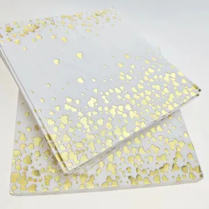 2 Ply Soft Decoupage Wedding Luxury Printed White Paper Cocktail Napkins With Gold Foil Heart Dot Confetti Gold Luncheon Napkins