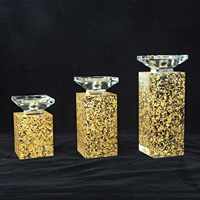 Tempat Lilin Akrilik Mewah Berbentuk Kubus dengan Lapisan Emas Buatan Tangan, Rak Lilin Lucite Elegan untuk Meja Perjamuan, Dekorasi Rumah yang Tahan Lama