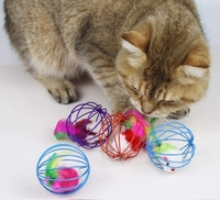 Vente en gros Jouets modernes interactifs et écologiques en peluche métallique pour animaux de compagnie Gobelet de souris en polyester CatTeaser Baguette à plumes Cage à rats pour chats