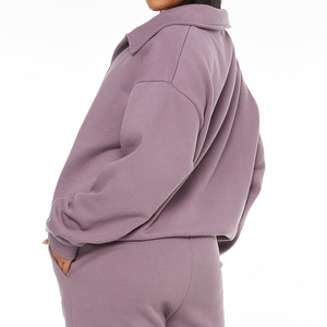 Pakaian wanita 2023, baju hoodie kerah v lengan panjang pakaian olahraga kustom - Product Image 3