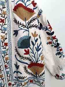 Veste courte d'hiver pour femme, broderie Suzani faite à la main, coupe ajustée, nouvelle exportation, tissu polaire avec rembourrage en coton - Product Image 2