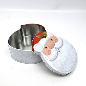 Santa Claus Head Shaped Tinplate <b>Box</b> with Embossed Lid for Candy and Food <b>Christmas</b> Gifts - Product Image 3