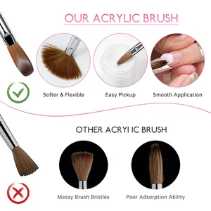 1pc Size#8-#12 Diamond Nail Kolinsky <b>Brush</b>,Acrylic Powder Nail <b>Brush</b> - Product Image 6