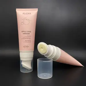 80ml 100ml 120ml Custom Face Wash Tube mit Silikon bürsten applikator 100ml Kosmetik verpackung Kunststoff-Gesichts reinigungs röhrchen