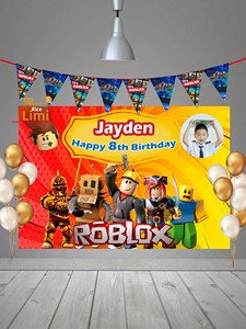 <span class=keywords><strong>D</strong></span>écoration de table de dessert pour fête <span class=keywords><strong>d</strong></span>'<span class=keywords><strong>anniversaire</strong></span> <span class=keywords><strong>ROBLOX</strong></span> bleue, avec topper de gâteau, bannière, guirlande, <span class=keywords><strong>d</strong></span>écoration photo personnalisée, unisexe, Chine - Product Image 1