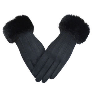 Factory Spot Wholesale Fashion Ladies Winter Warm <b>Gloves</b> Faux Rabbit Cuff <b>Gloves</b> Outdoor Warm <b>Women</b> <b>Gloves</b> Touch Screen - Product Image 1